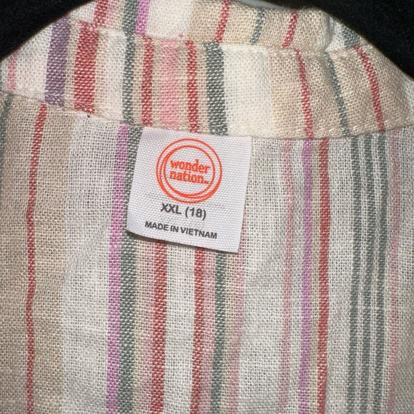 Girls Wonder Nation Striped Crop Top XXL (18) Multi-color Button Down New NWT - Picture 4 of 8